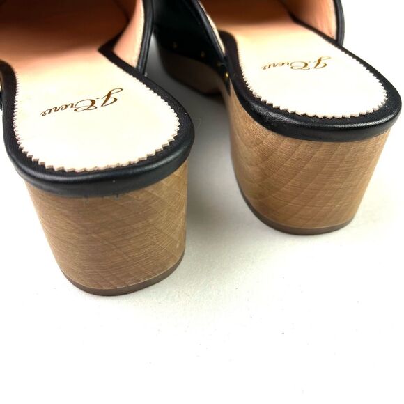 J. Crew Black Leather Wood Clogs size 7.5 MSRP $178 - Picture 6 of 9